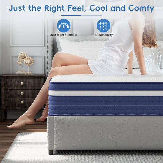 10" Plush Cooling Memory Foam Hybrid Mattresses with CertiPUR-US Certified Foam